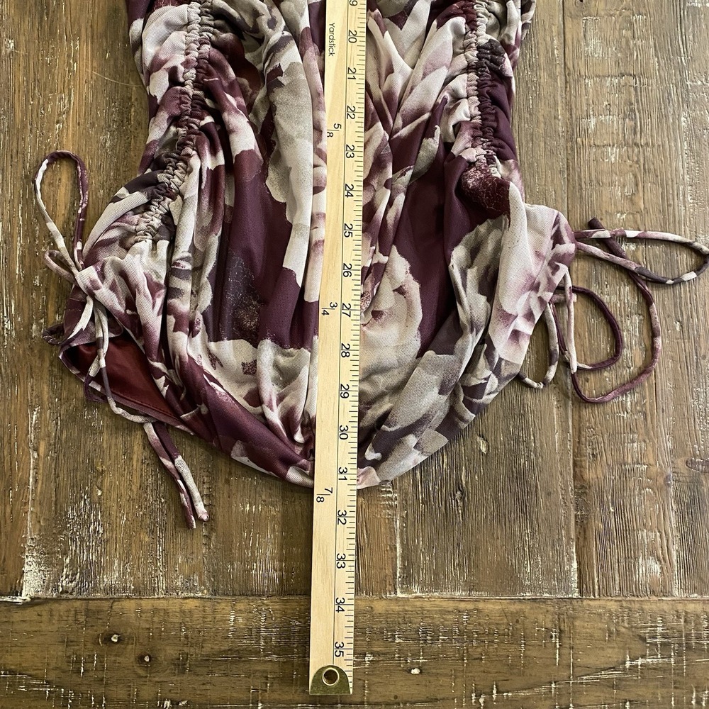 MIA JOY Bodycon Dress Womens M Stretchy Blooming Floral Drawstring Sides NWT - Picture 13 of 14